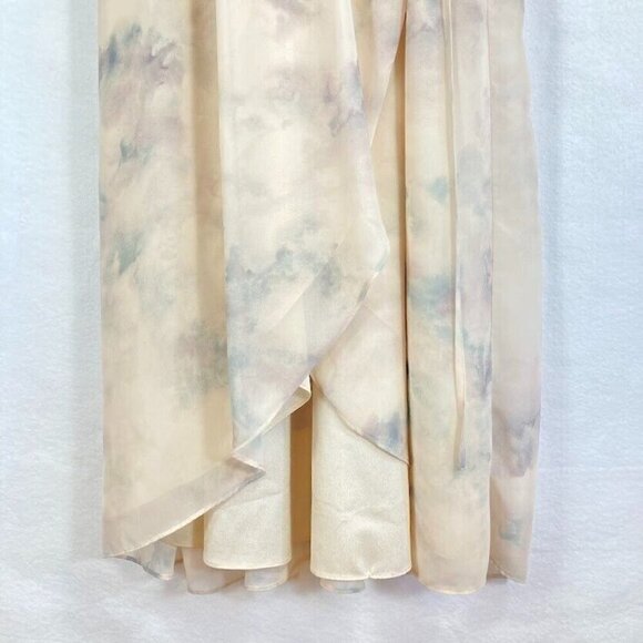 LC Lauren Conrad Watercolor Ruffle Faux Wrap Flounce Sleeve Dress Romantic Fairy - Picture 7 of 8
